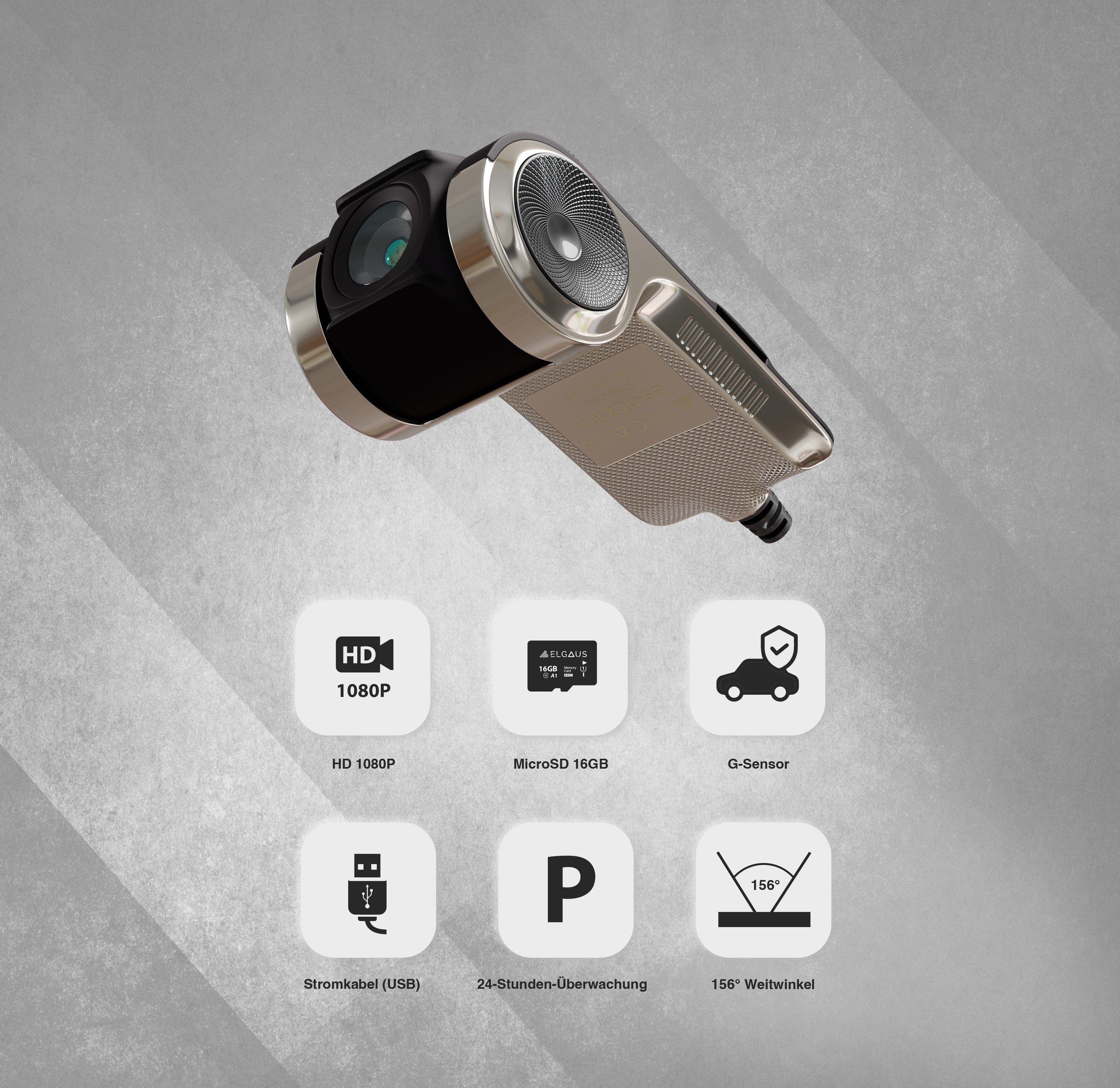 ELGAUS ELGAUS OM-DVR2023, universelle 1080P Dashcam (HD, Dashcam, Nachtsicht, G-Sensor, Loop-Aufnahme, Bedienungsanleitung in DE/EN)