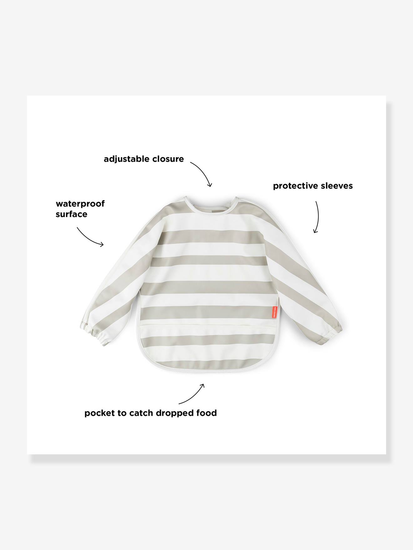 Bavoir à manches avec poche Stripes DONE BY DEER orange