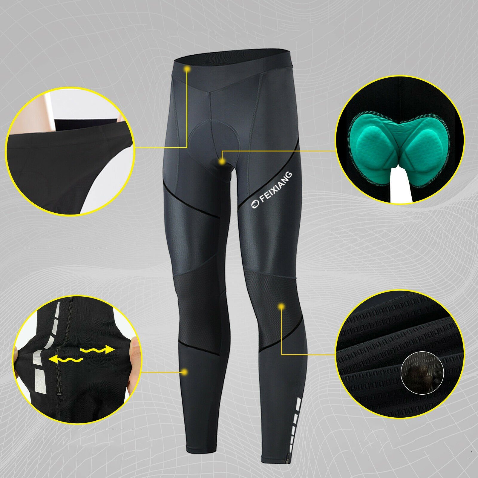 MEETYOO Fahrradhose Herren Lange Fahrradhose (Radlerhose Kompression, Radfahren Radhose) 3D Gel Laufhose Sport MTB Hose