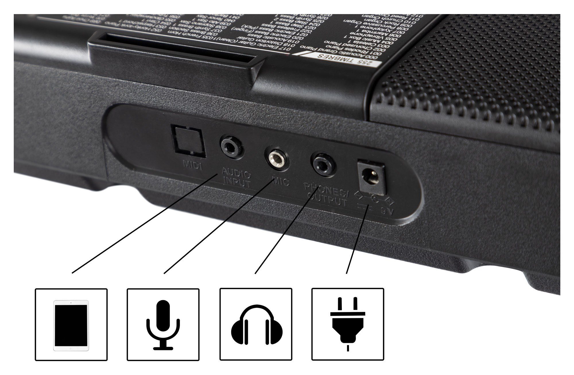 McGrey Home Keyboard LK-6120-MIC - Einsteiger-Keyboard mit 61 Leuchttasten, (2 tlg., Inkl. Mikrofon und Notenhalter), 255 Sounds und Rhythmen - 50 Demo Songs mit Lernfunktionen