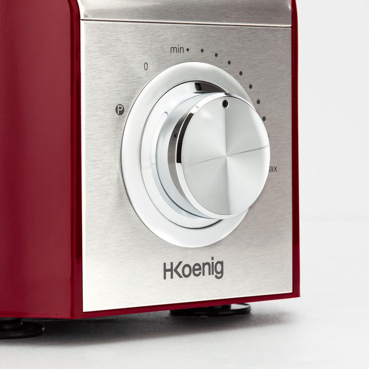 H.Koenig MX18 Multifunktionale Küchenmaschine Rot Professionell Kompakt, Mixbehälter 1,5 L, Glas-Mixer mit Graduierung 1,5 L, 4 Stahlscheiben Klinge Spatel, 8 Funktionen, Leistungsstark 800W