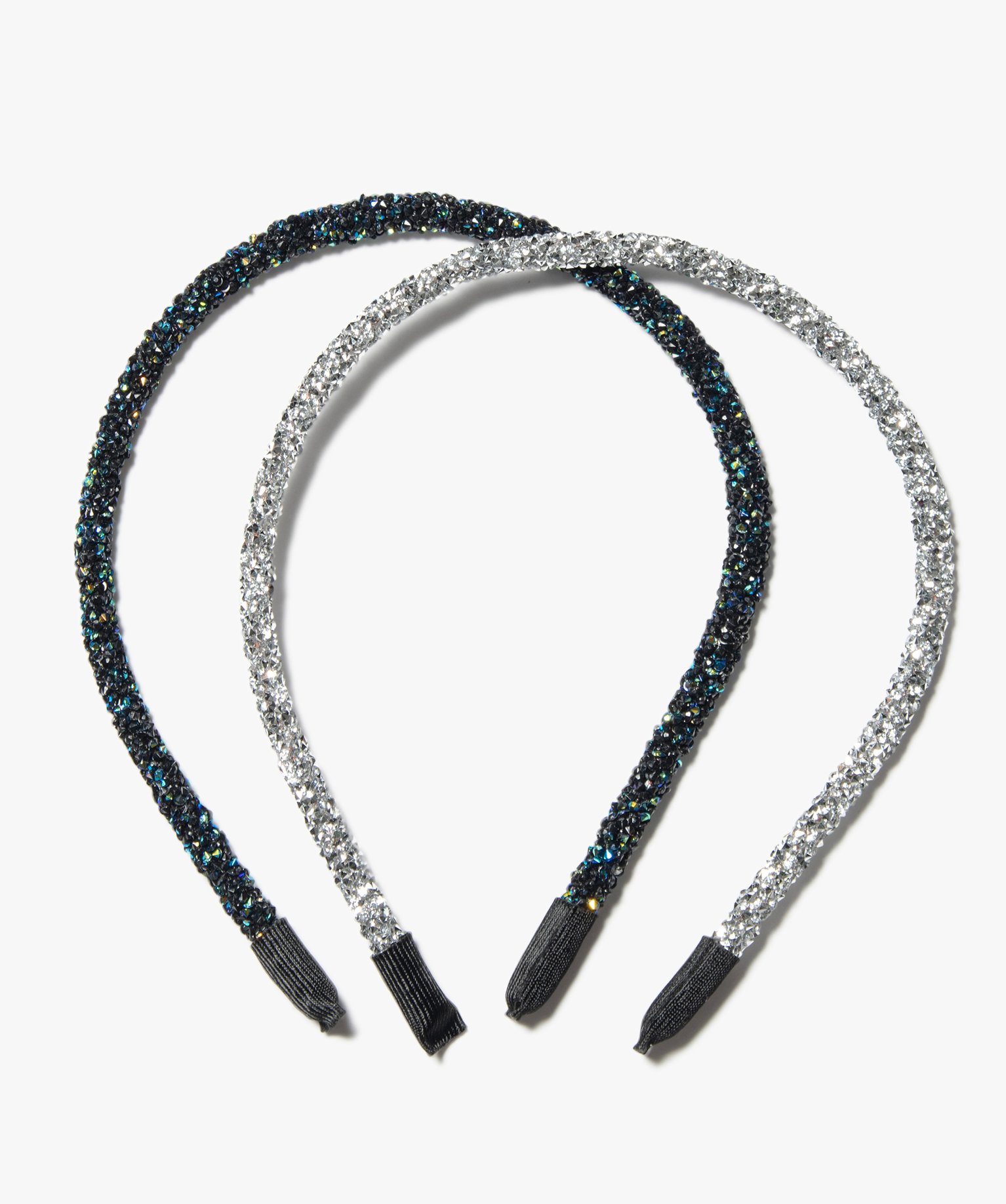 Serre-tête femme fins, ronds à strass (lot de 2) argent | GEMO