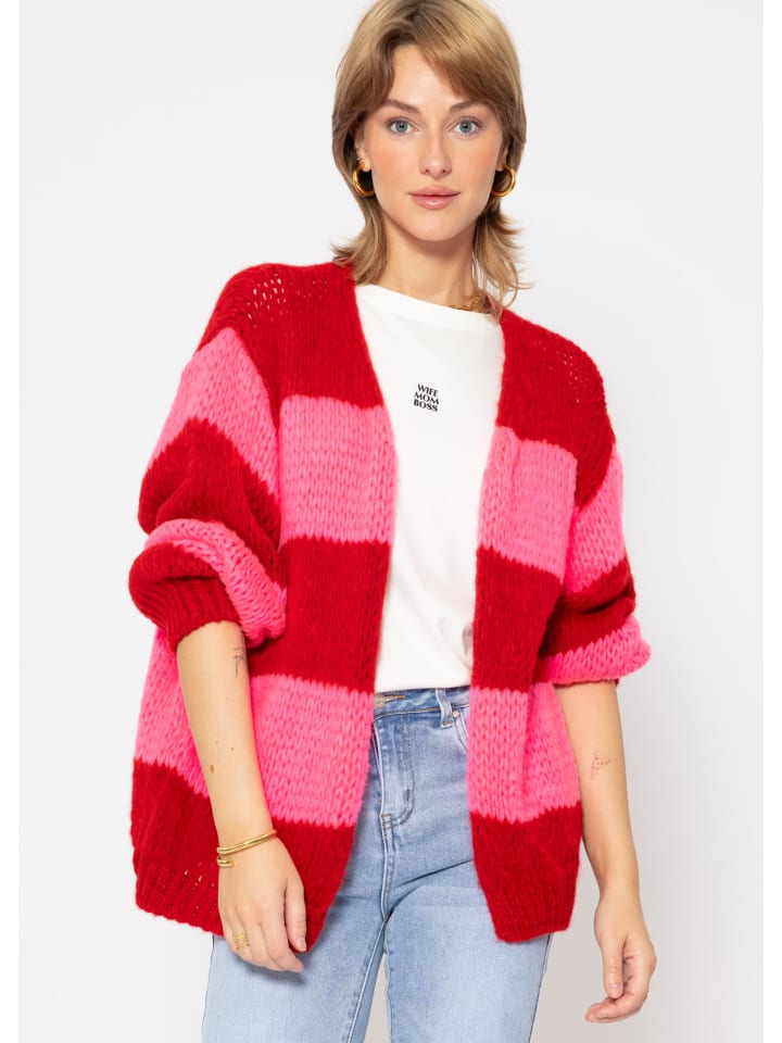 SASSYCLASSY Oversize Cardigan in Rot, Pink günstig kaufen