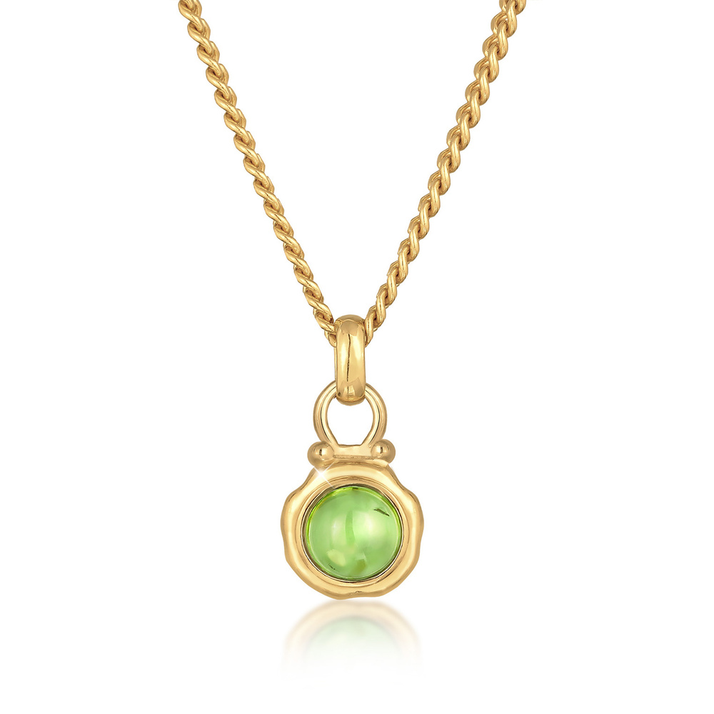 Elli PREMIUM Elli PREMIUM Collier Pendentif Rond Classique pour Femme avec Pierre Péridot en A collier