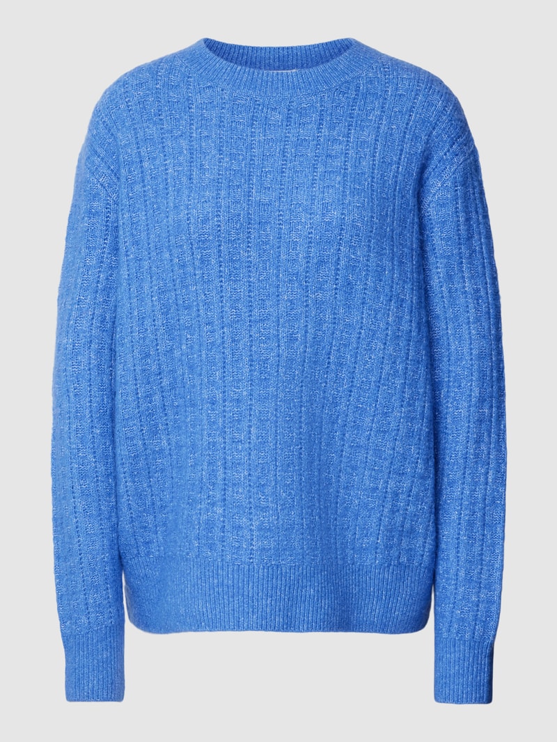 Oversized Strickpullover mit Rundhalsausschnitt in royalblau