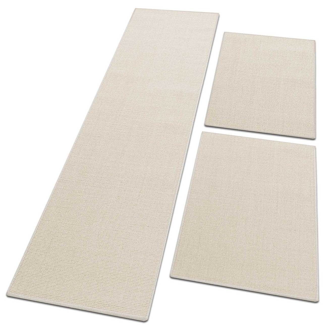 Bettumrandung Peru, Teppichläufer, ideal im Schlafzimmer, 10 Farben & 3 Größen Karat, Höhe 6 mm, (3-tlg), Sisal