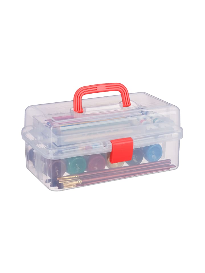relaxdays Aufbewahrungsbox in Transparent/ Rot - (B)33 x (H)14 x (T)19,5 cm günstig kaufen onesize