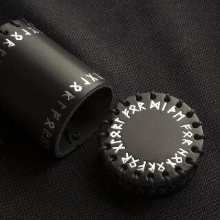 Black Runic Leather Dice Cup