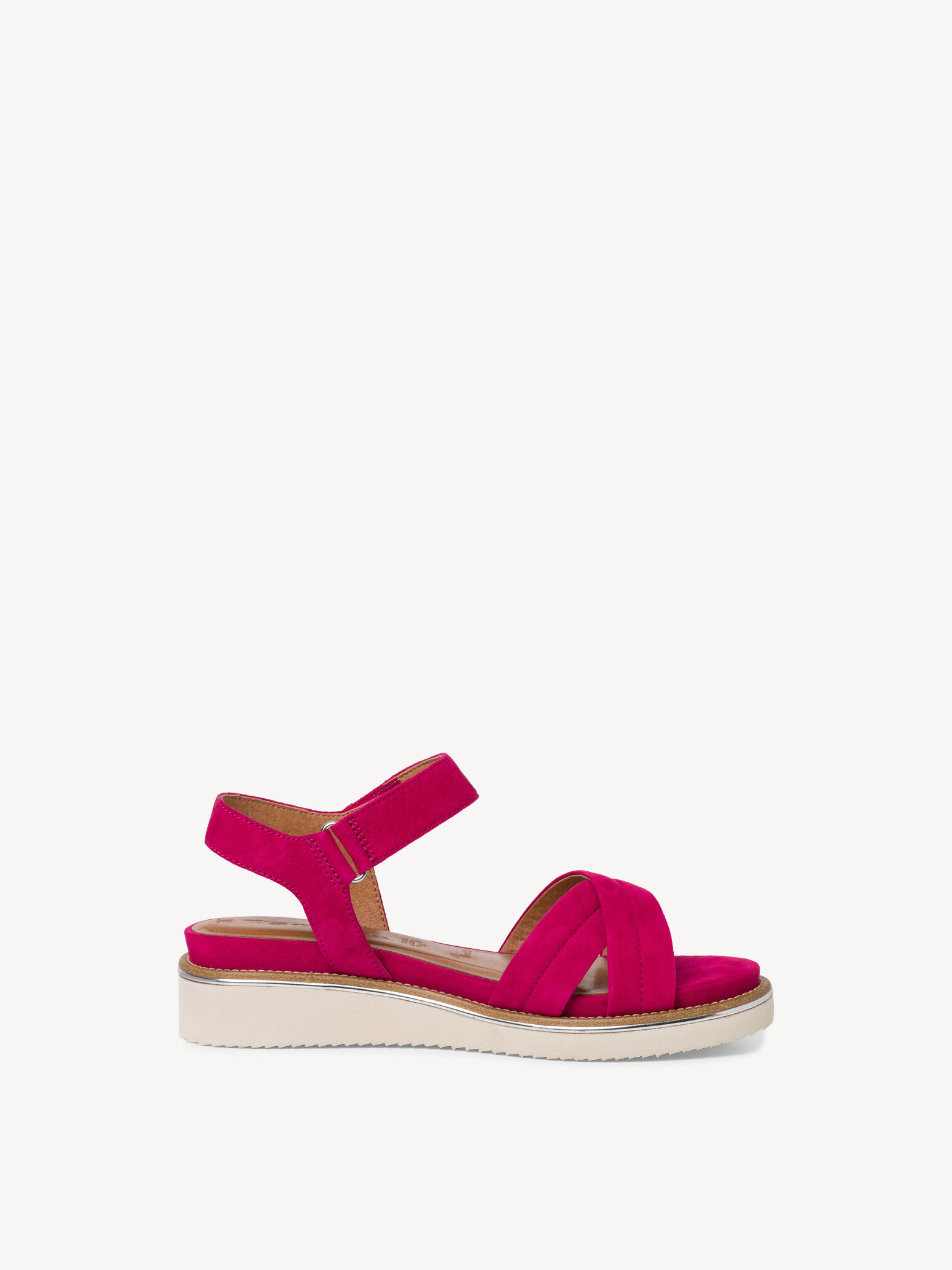 Sandale à talon en cuir - rose fuchsia