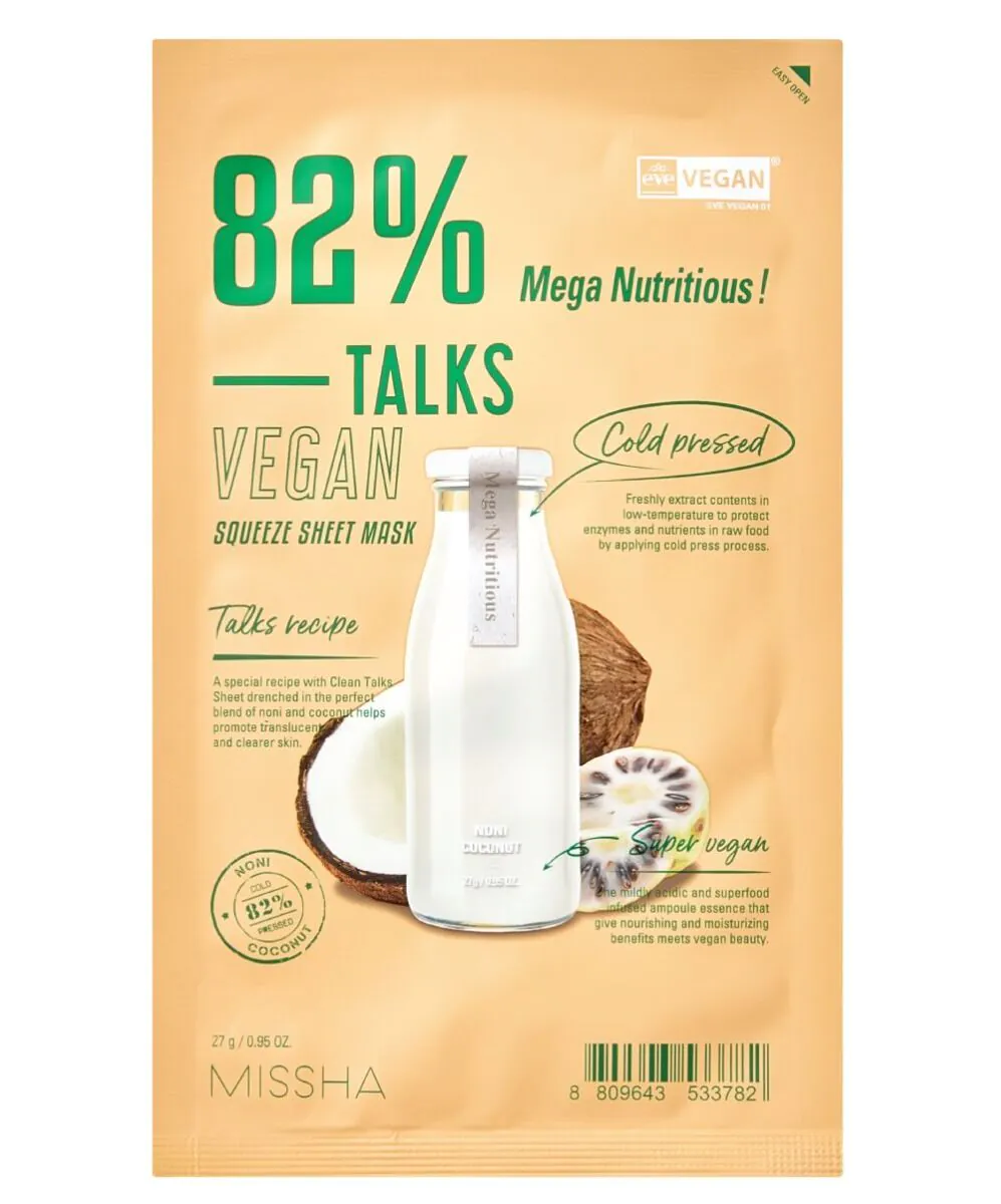 Missha Talks Vegan Squeeze Sheet Mask, Mega Nutritious