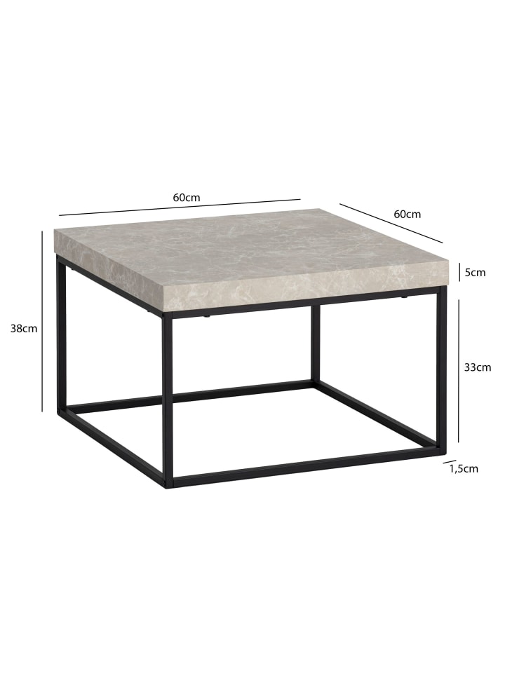 KADIMA DESIGN Couchtisch 60x60x38 cm Sandfarben Sofatisch in Stein-Optik Modern, in Beige günstig kaufen onesize