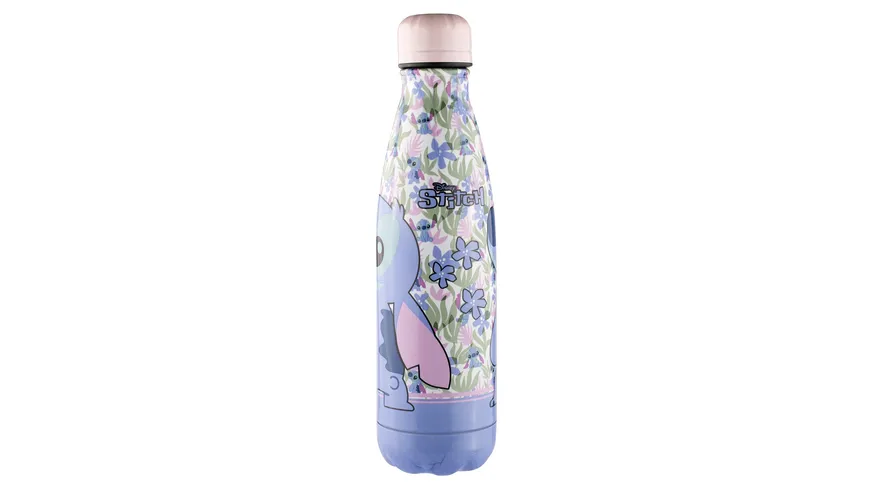 Stitch Trinkflasche aus Edelstahl - auslaufsicheres Deckeldesign - 500ml - Rosa