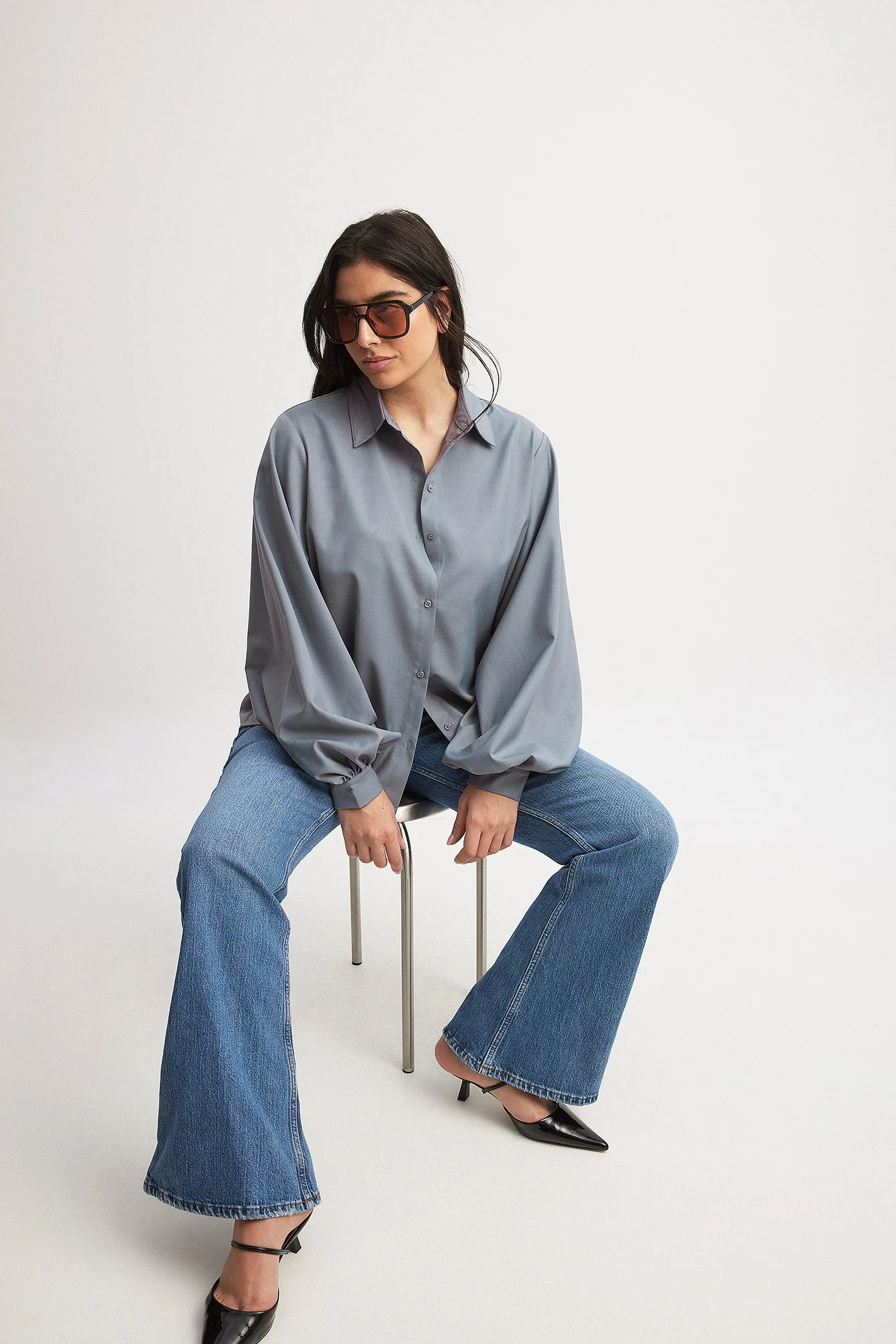 Bluse mit weiten Ärmeln