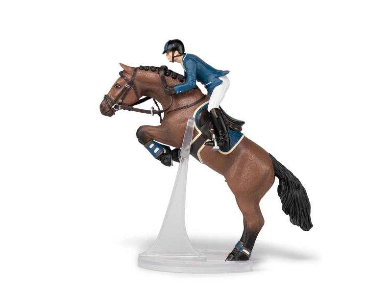 Figurine Cheval de saut d'obstacle et son cavalier