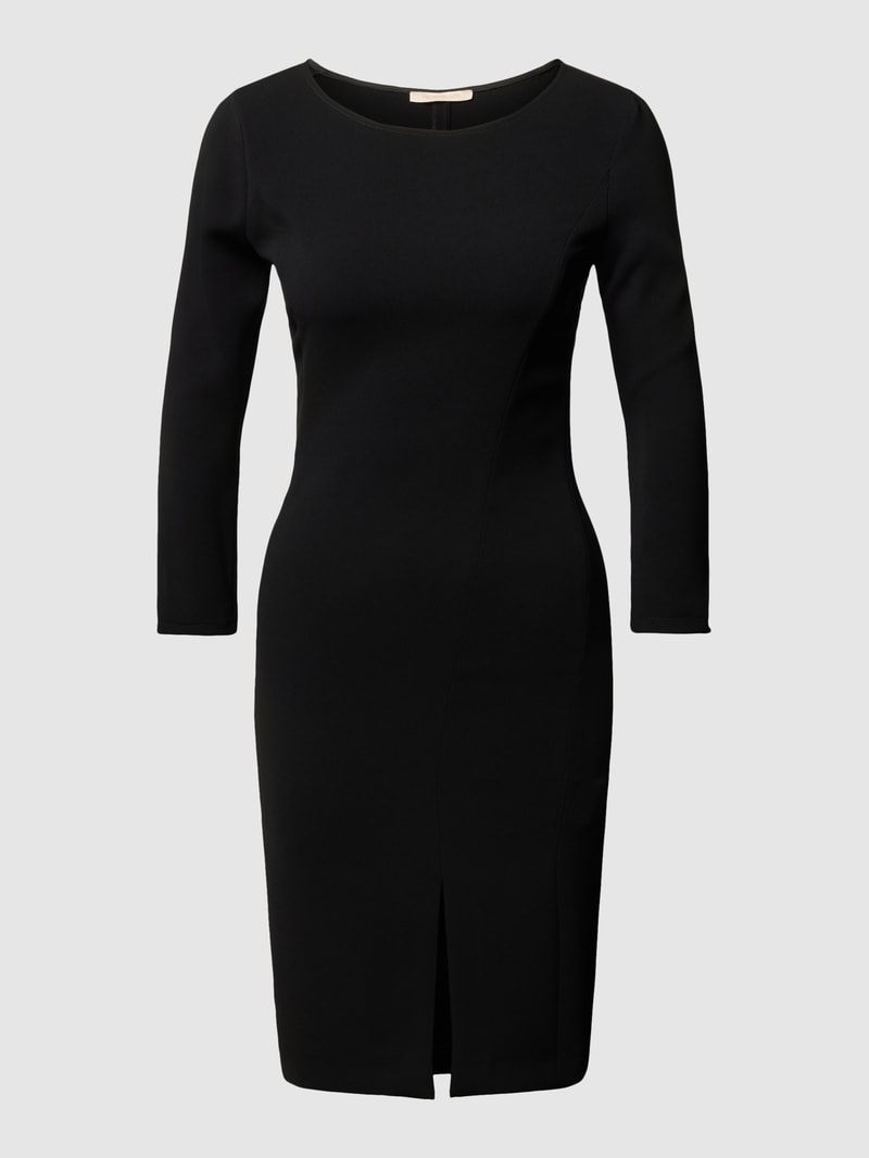 Knielanges Kleid mit Gehschlitz Modell 'RIETI' in schwarz
