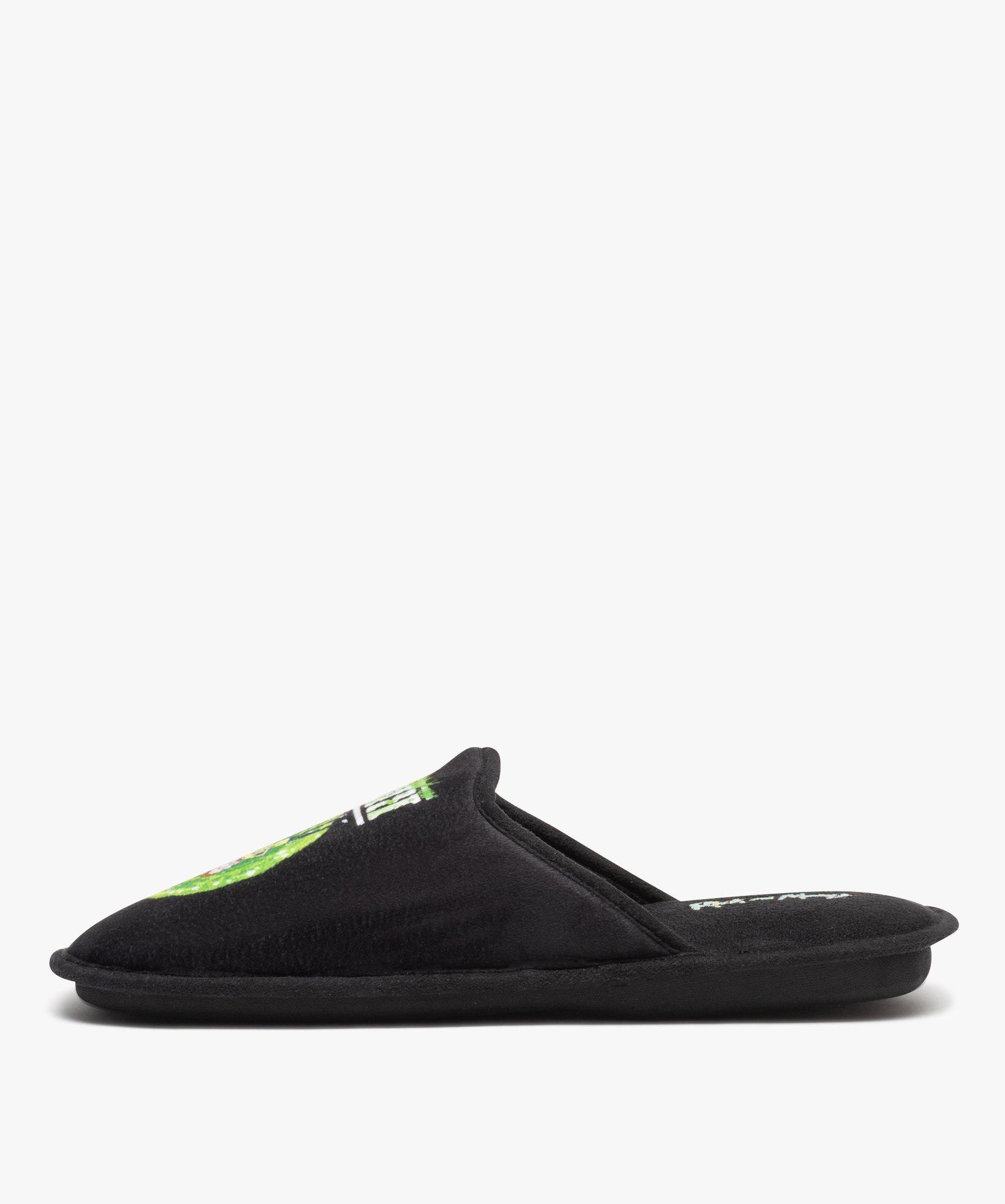 Chaussons homme mules plates en velours ras Rick and Morty noir | GEMO