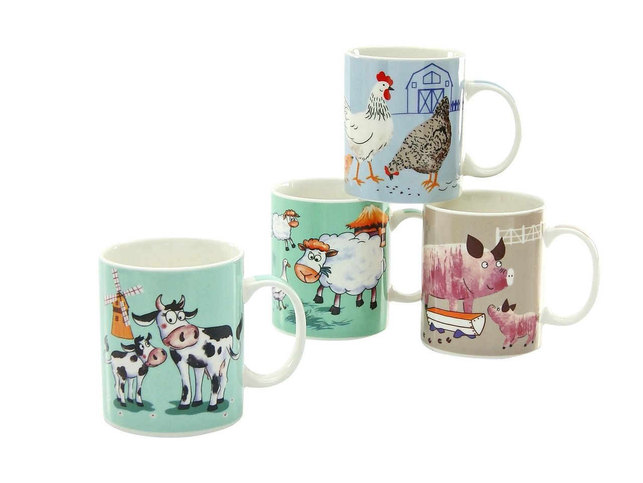CreaTable FARM ANIMALS 4er Kaffeebecher 30 cl