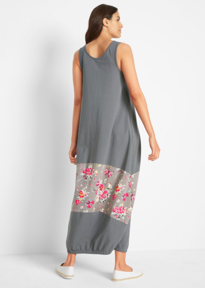 Maxi Baumwoll-Kleid in O-Form