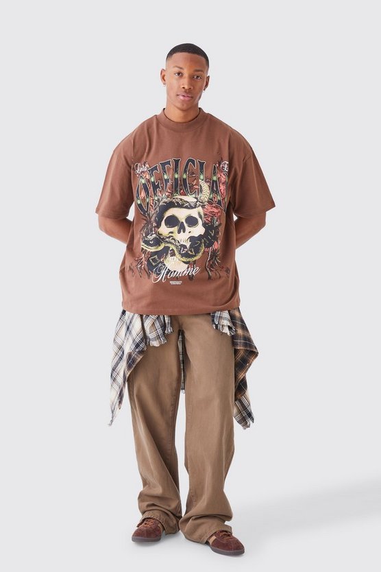 Oversize Official T-Shirt mit Totenkopf-Print