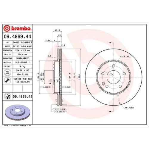 09.4869.41 BREMSSCHEIBE BREMBO VA  VP2 - ATU
