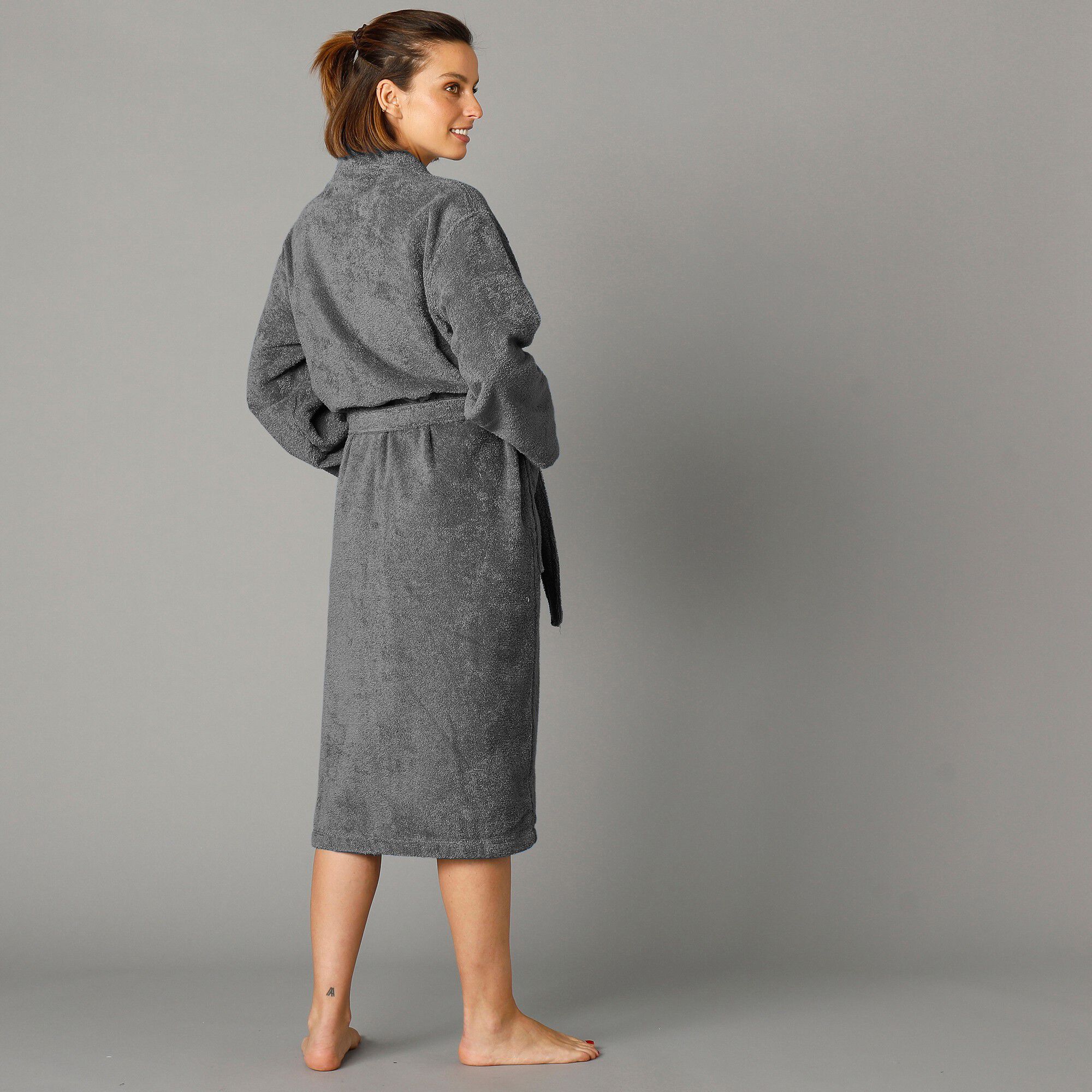 Peignoir mixte adulte col kimono éponge bouclette