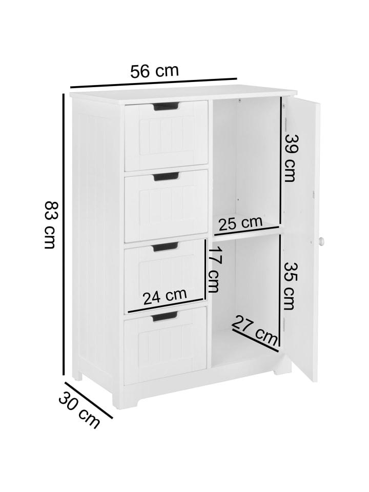 KADIMA DESIGN Design Badschrank PATTI Landhaus-Stil MDF-Holz 56 x 83 x 30 cm weiß günstig kaufen onesize