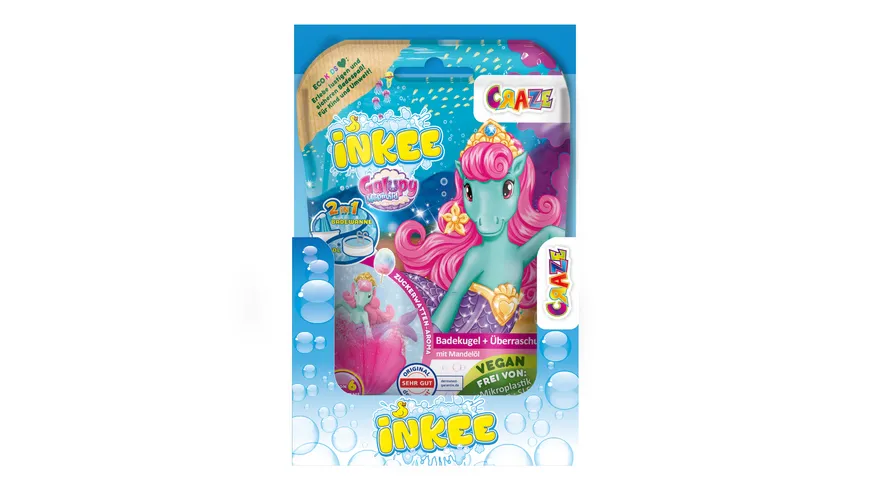 CRAZE - INKEE Galupy Mermaid Badekugel mit Zuckerwattenduft - mit Überraschung (1 von 6 Galupy Mermaid-Figuren) 100 g