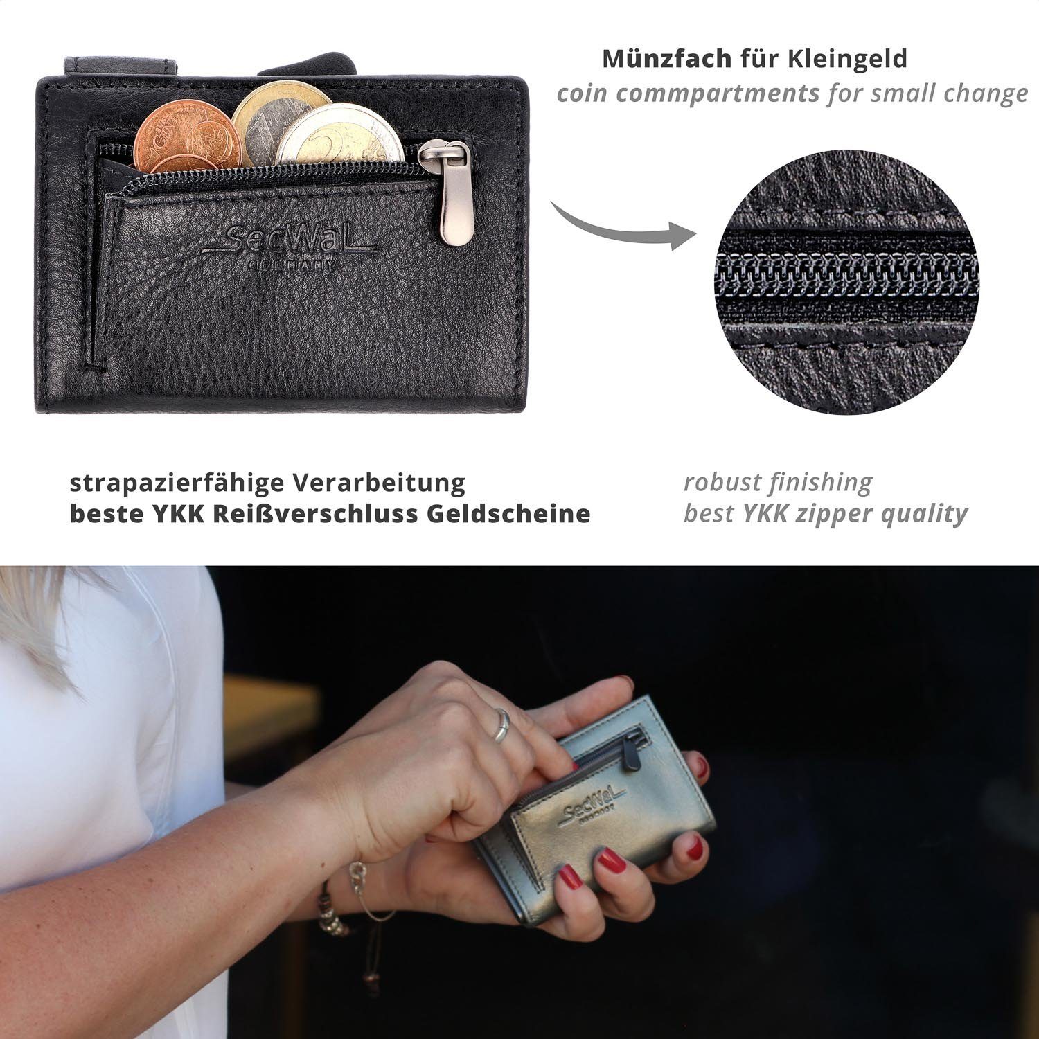 SecWal Geldbörse, Kartenetui mit Münzfach Reißverschluß, Slim Wallet, RFID Schutz, Geldbeutel klein, für Herren und Damen