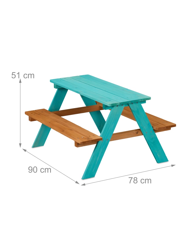 relaxdays Kindersitzgruppe in Blau/ Braun - (B)90 x (H)51 x (T)78 cm günstig kaufen onesize