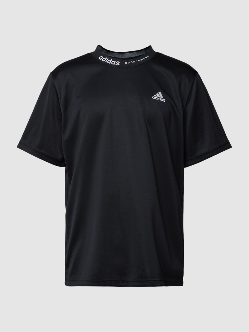 T-Shirt mit Label-Stitching in schwarz