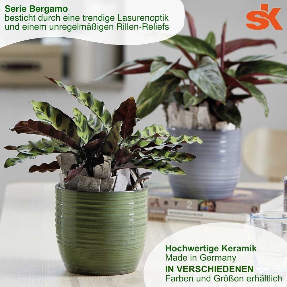 Heimwerkercenter Übertopf SK - Soendgen Keramikübertopf Serie Bergamo ø13 cm, hellgrau, hochwertiges Wohnambiente