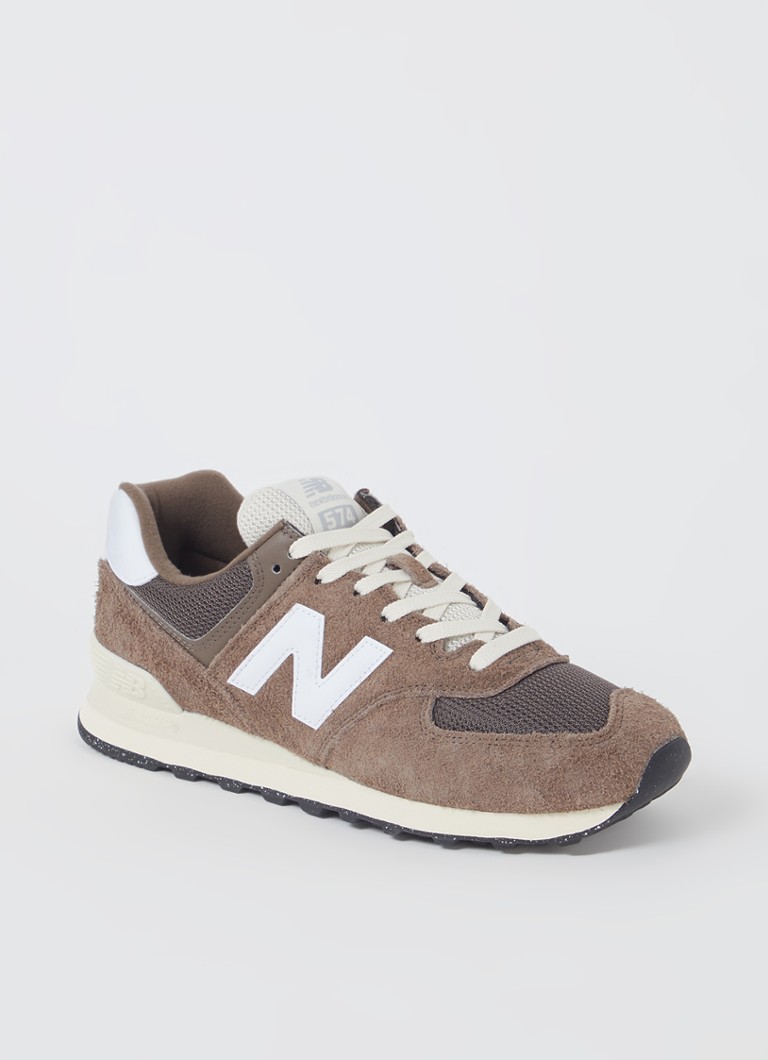 Teniși New Balance 574 din piele întoarsă cu detalii din plasă