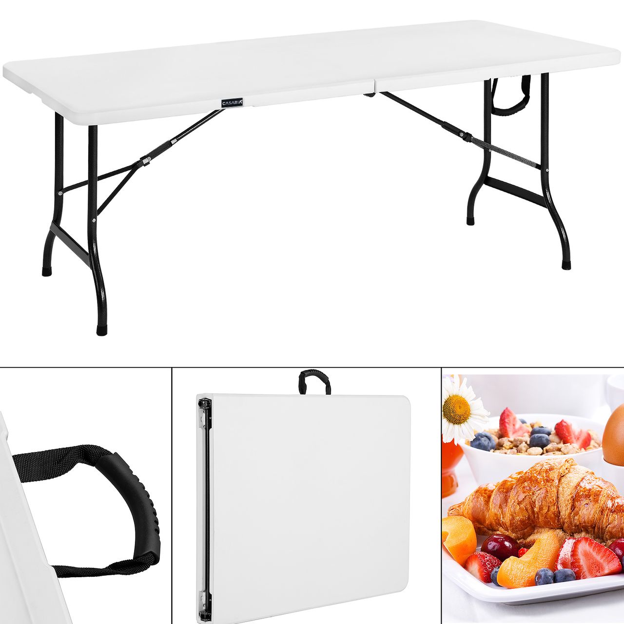 Casaria Deuba Buffettisch Kunststoff 180x74x72cm weiß