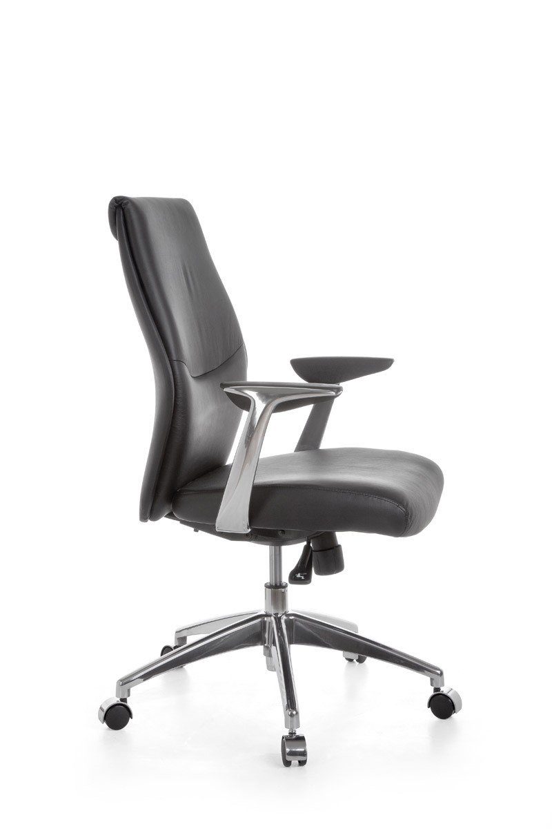 Amstyle Chefsessel SPM1.142 (Echtleder Schwarz, Bürostuhl XXL 120 kg Modern), Schreibtischstuhl Drehbar, Drehstuhl mit Armlehne