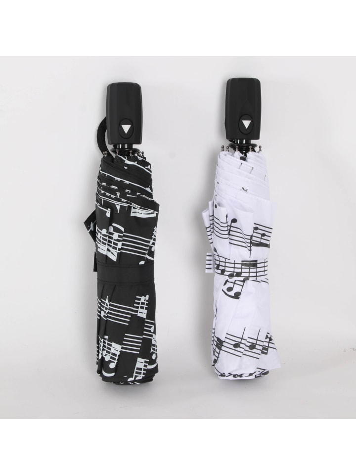 COFI 1453 Teleskop Taschenschirm mit Schutzhülle ?100 cm mit Notenmuster in Schwarz günstig kaufen onesize