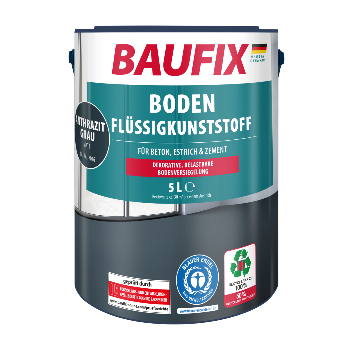 Baufix Boden-Flüssigkunststoff 5 l, anthrazitgrau 2er Set