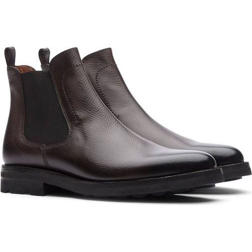 Lottusse Ankle Boot Aus Geprägtem Anilin-Kalbsleder In Mokka/Crust