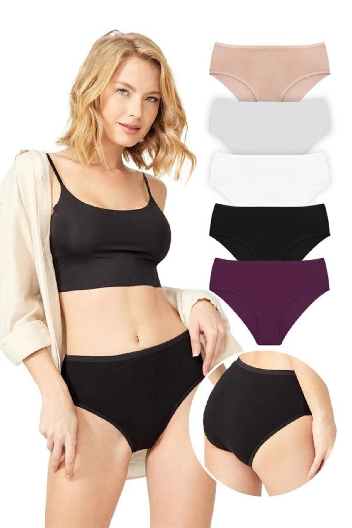 Cottonhill  Basic Classic Cotton Bato-Höschen mit breiter Krempe im 5er-Pack