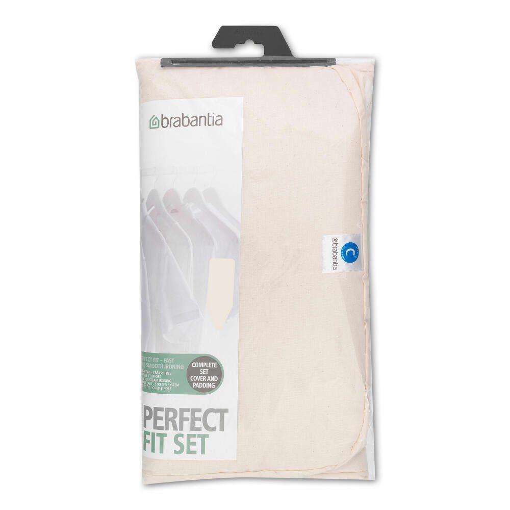 Brabantia Bügelbrettbezug Baumwollbezug mit Schaumstoff + Filz, 124 x 45 cm