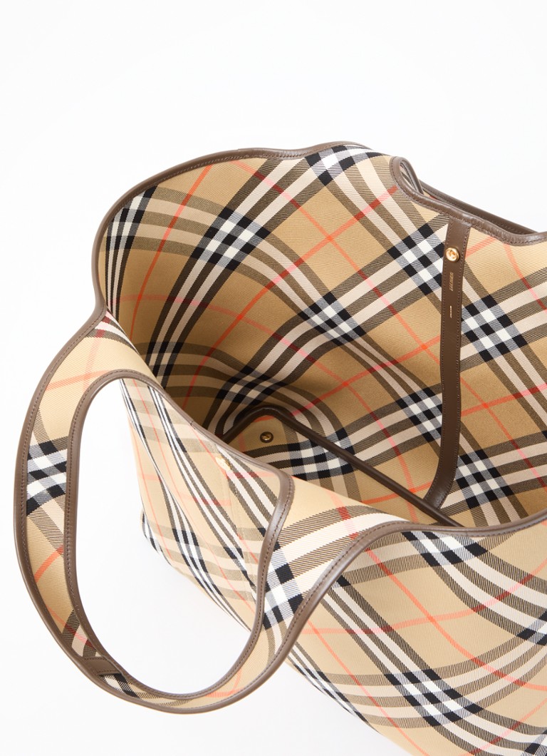 Burberry lerretshopper med detaljer i kalveskinn og avtakbar veske