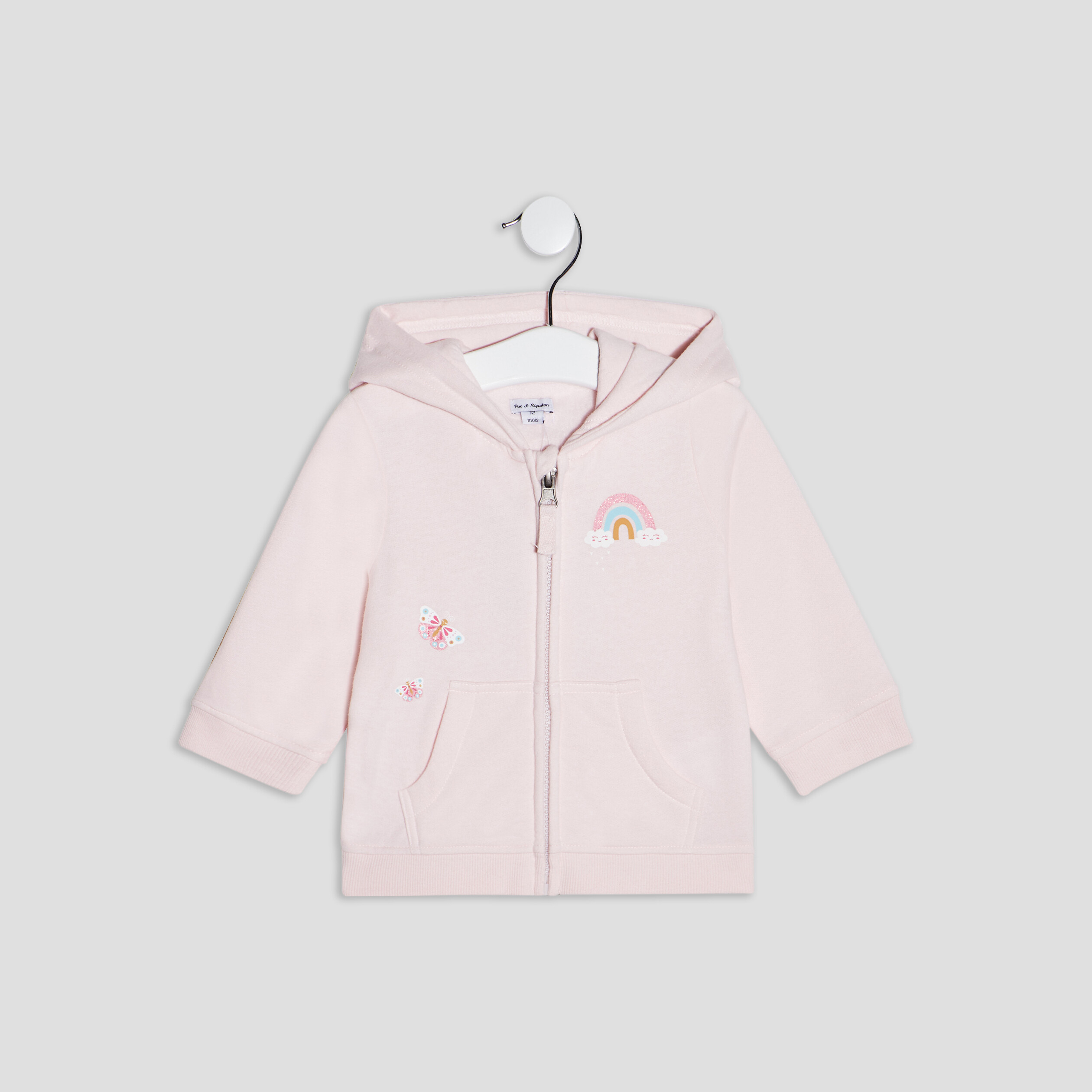 Gilet à capuche rose clair bébé fille | La Halle