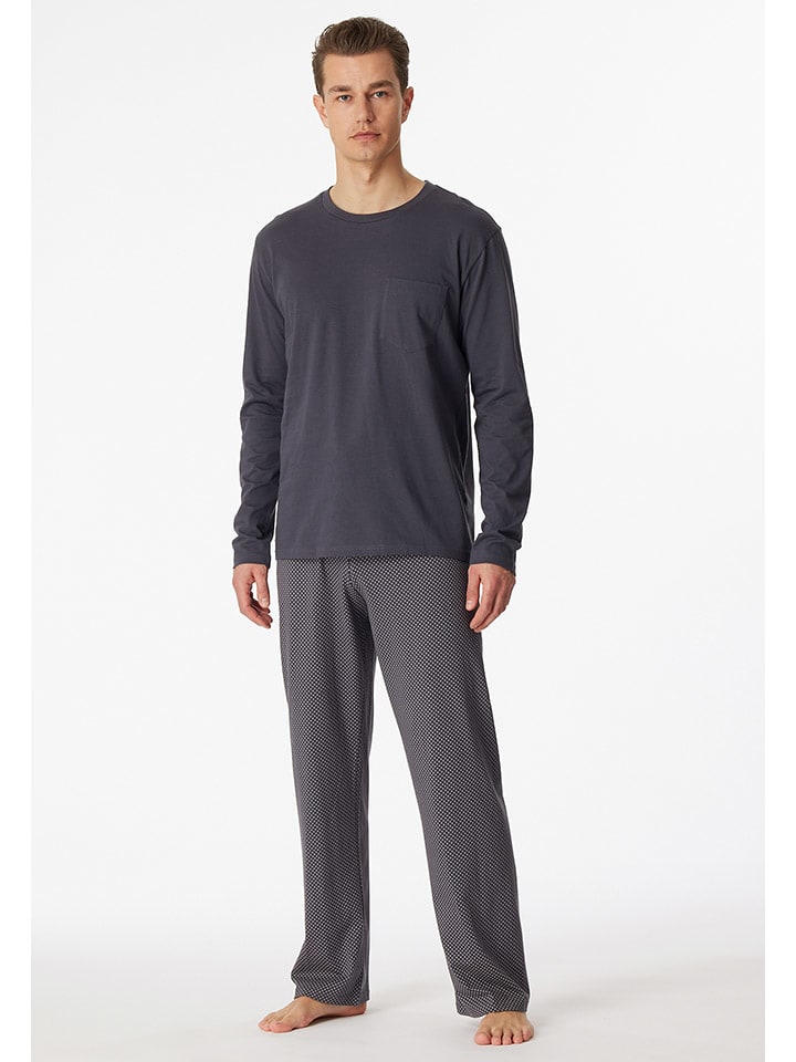 Schiesser Pyjama in Anthrazit günstig kaufen