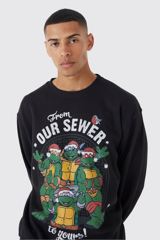 Oversized Christmas TMNT License Sweatshirt