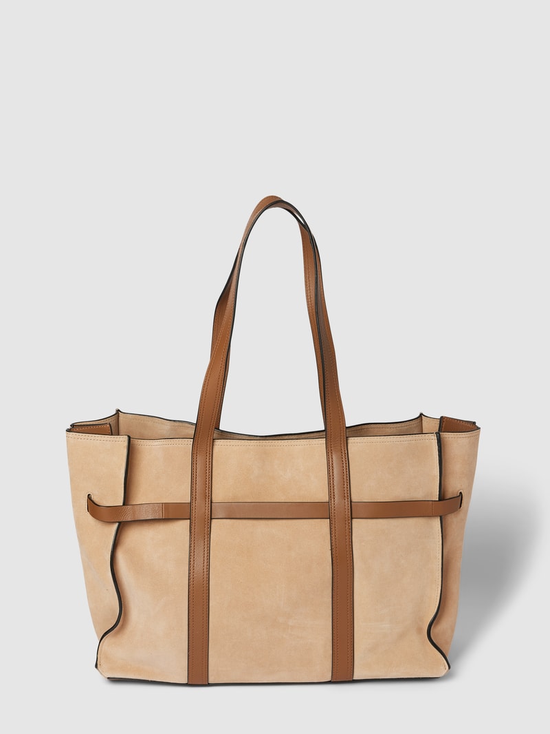 Shopper mit Label-Details Modell 'Mara' in sand