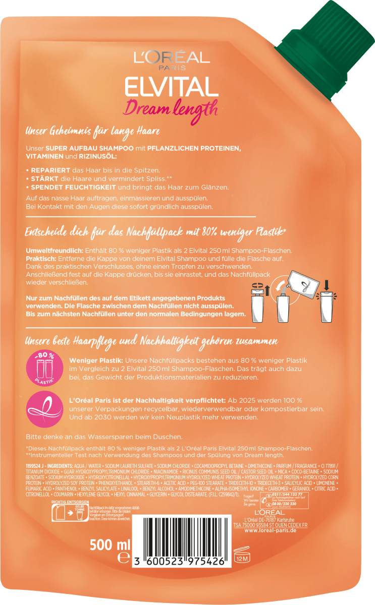Shampoo Dream Length Nachfüllpack, 500 ml