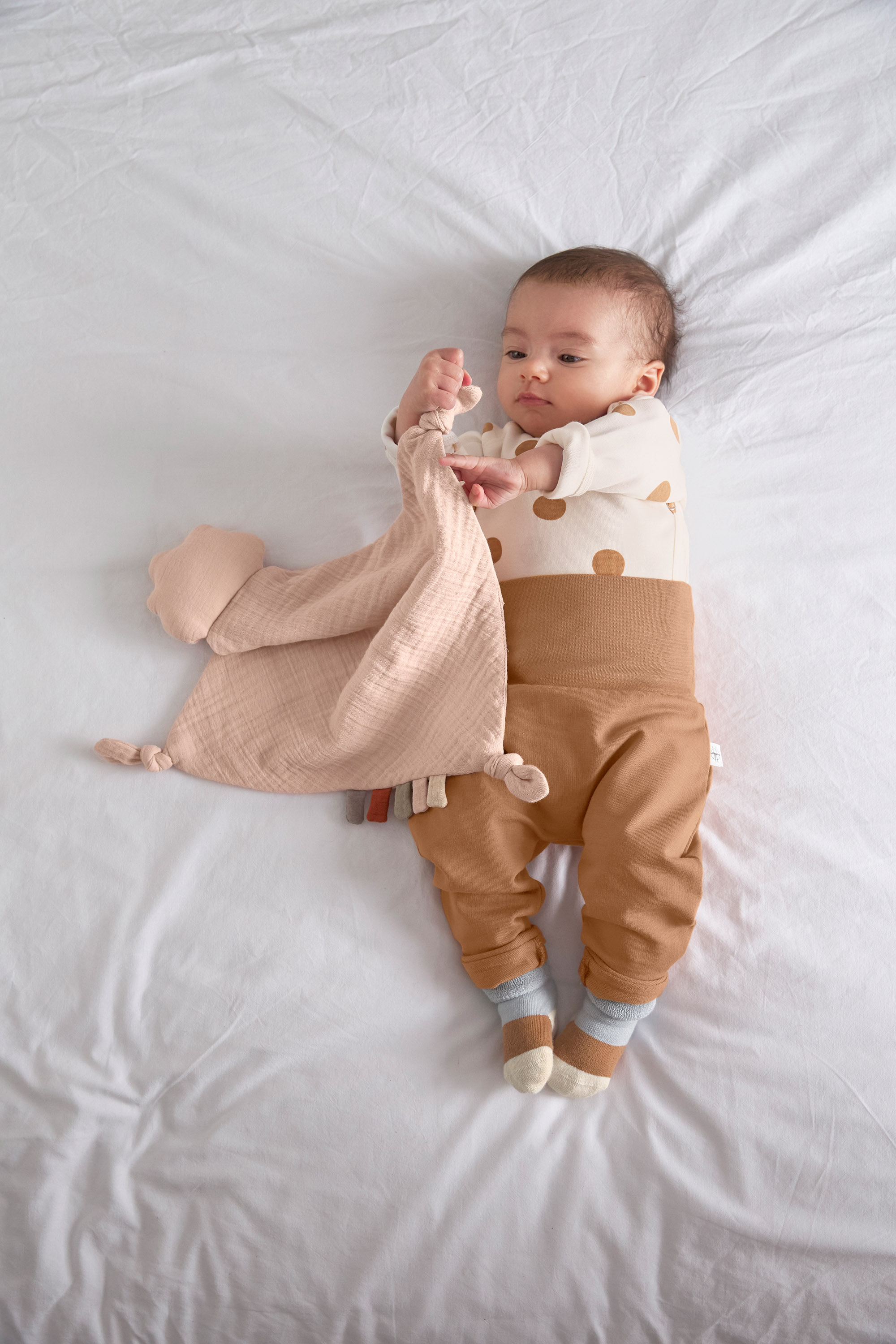Baby Wickelshirt - Bio Baumwolle, Big Dots, Beige
