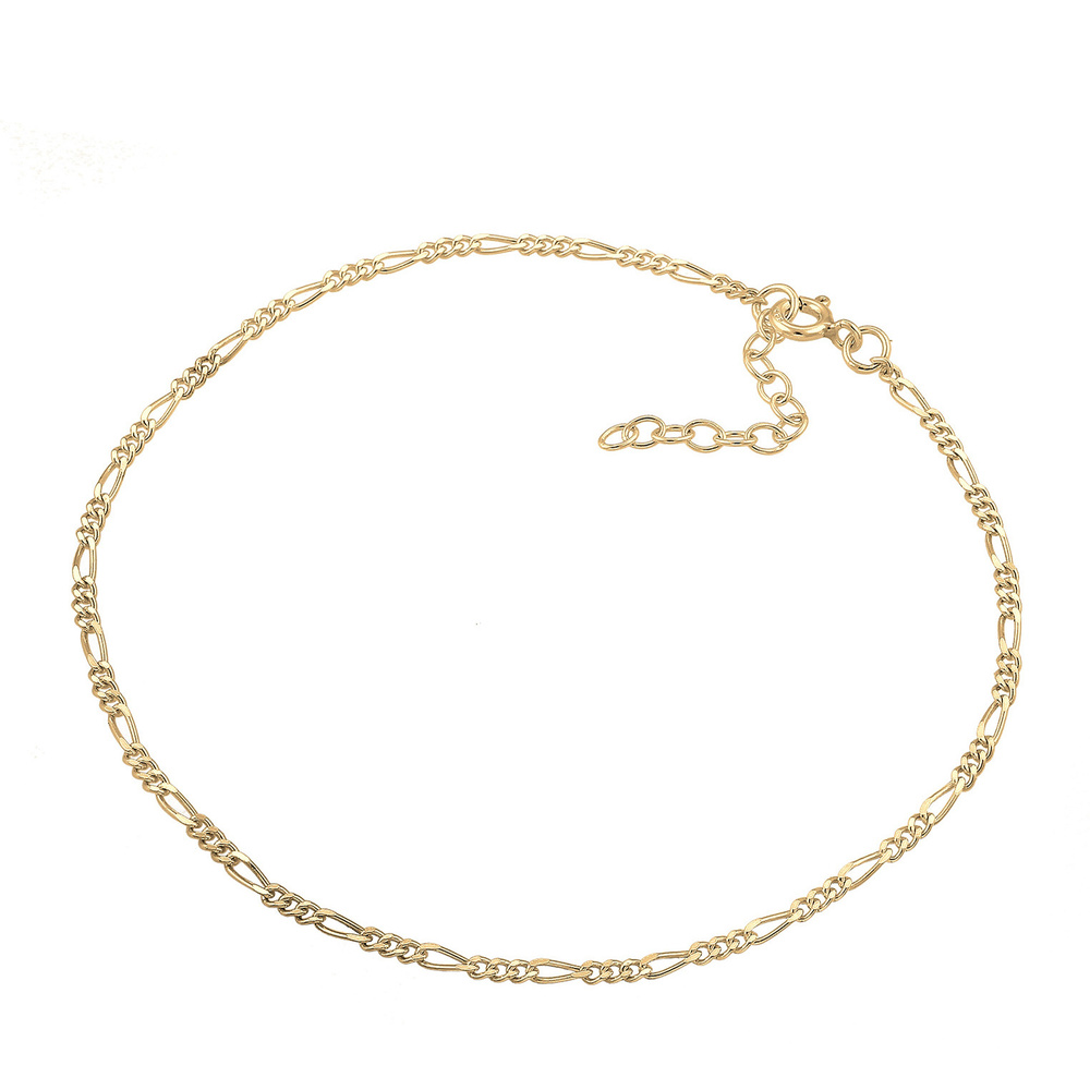 Elli Elli Bracelet de Cheville Figarokette Sommer Strand Zeitlos Basic 925 Silber Bijoux