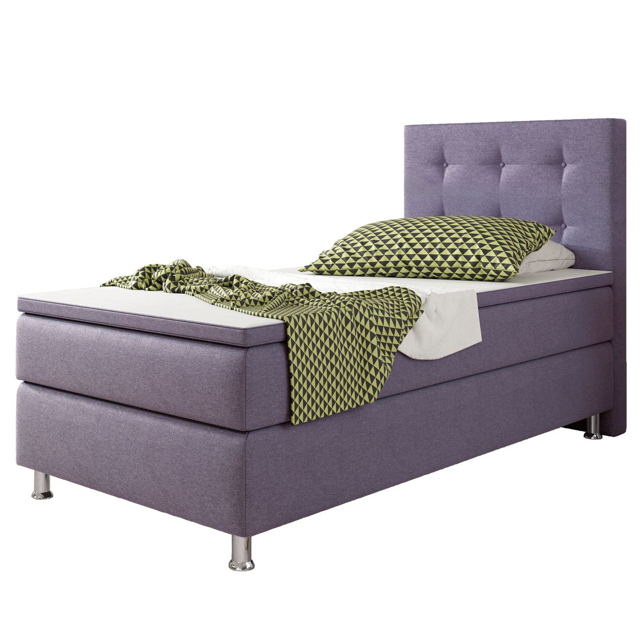 IHG Boxspringbett Köln 90x200 Webstoff Lila
