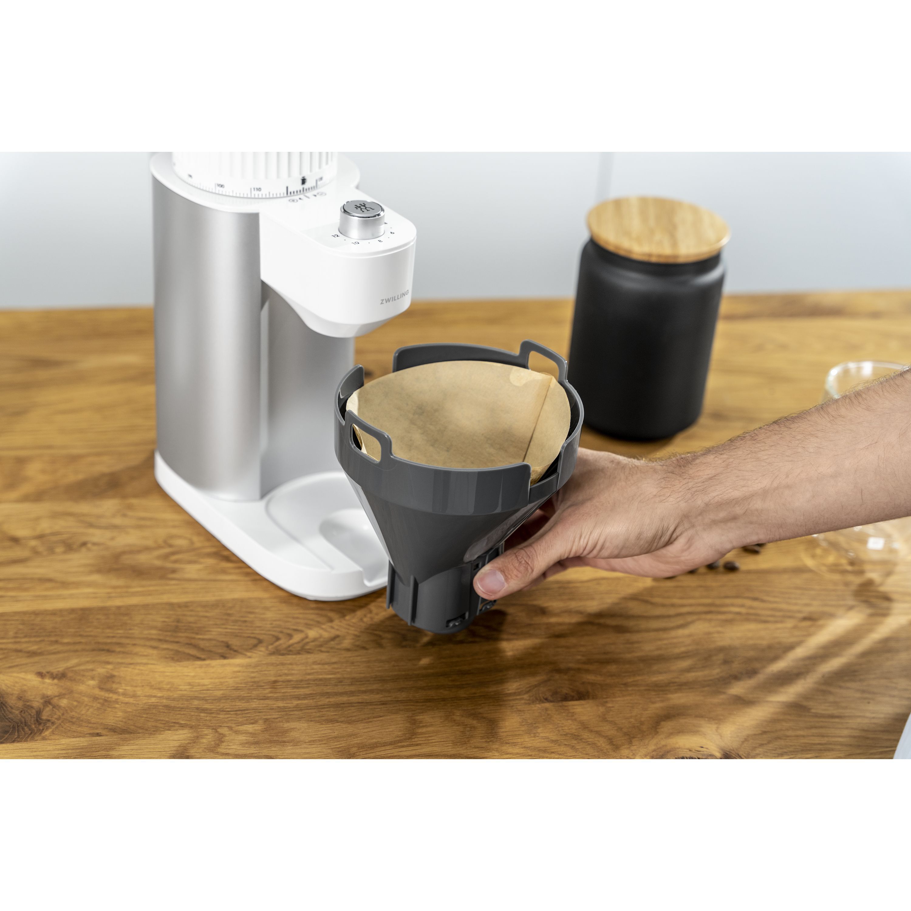 Kaffeemühle, Silber-Weiß