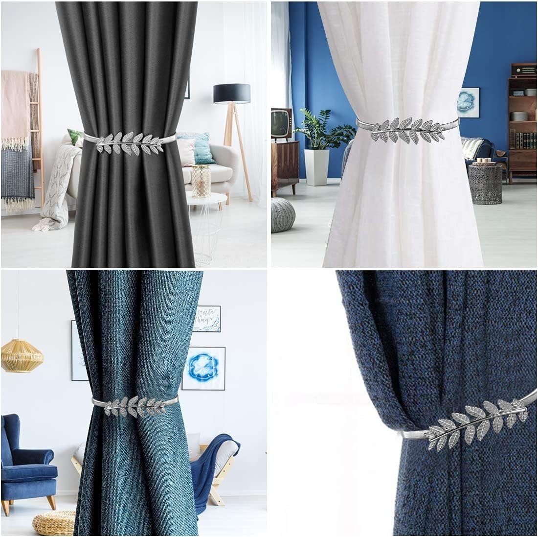 Dekoklammer für Raffhalter Vorhang Raffhalter, elastische Legierung, 2 Schlaufen für Gardinen, HIBNOPN, (2-tlg)